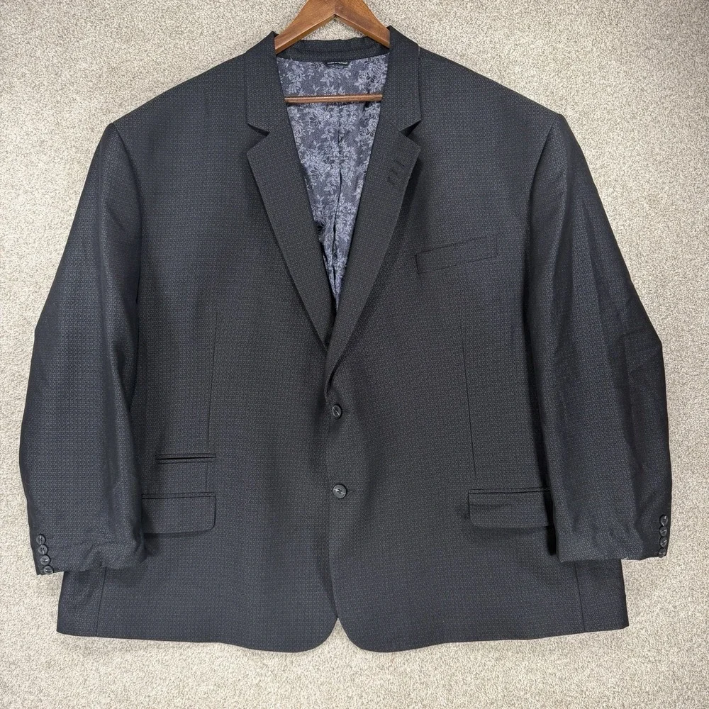 Big‎ And Tall 5XL Grey Black Synergy Performance Blazer Jacket 62/64R Nice!